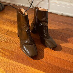 LOQ Patent Leather Lazaro Ankle Boots Brown Size 38 US 7